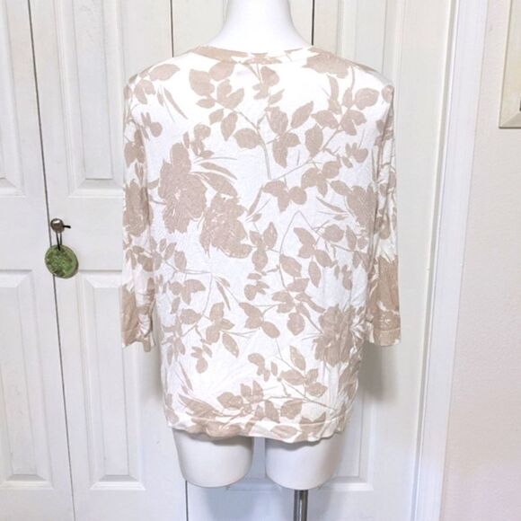 NWOT Roz & Ali Lightweight Cardigan 3/4 Sleeve Floral/Leaf Print - Picture 2 of 10